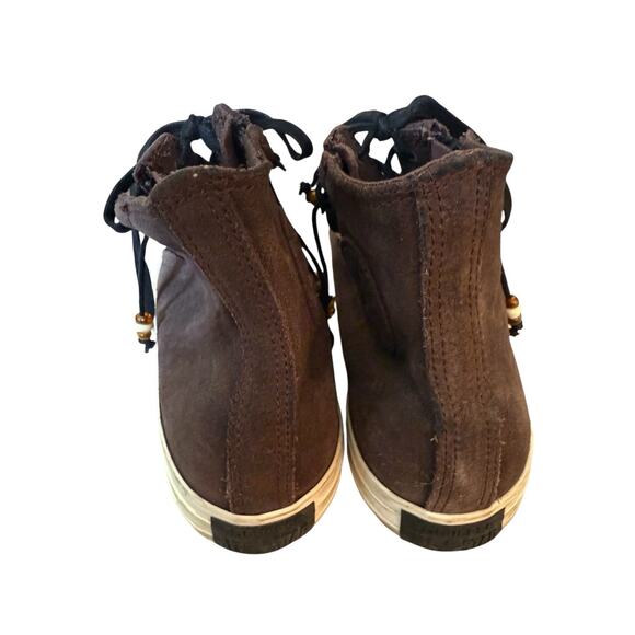 Converse All Star M 8.5 / W 10.5 Double Zip Dark Brown Suede Hi Top Sneaker - Picture 4 of 9